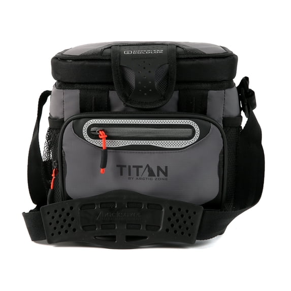 Titan by Arctic Zone 9 Can, 6 Quart Zipperless Soft Cooler, Sharkskin Gray