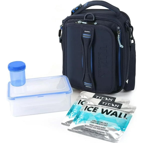 Titan by Arctic Zone Expandable Lunch Box (Navy Blue/Royal Blue), Small