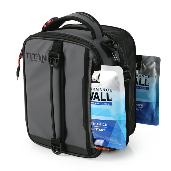 Titan by Arctic Zone Fridge Cold Insulated Expandable Lunch Bag with Reusable Ice Walls - Sharkskin Gray