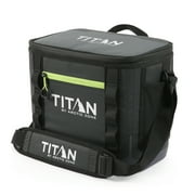 Titan by Artic Zone 12 Can Welded Soft Cooler with Waterproof Exterior, Black & Green, 8 QT