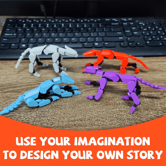 Titan13 3D Printed Robot Dog Action Figure, Fully Assembled Multi-Joint Movable Desktop Collectible Decor, White