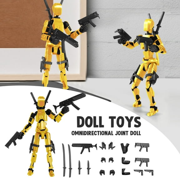 Titan13 Action Figure, Poseable Action Figures with Weapons, Suitable for Collectors, Desktop Decoration,Creative Assembly And Decompression Toys Gold