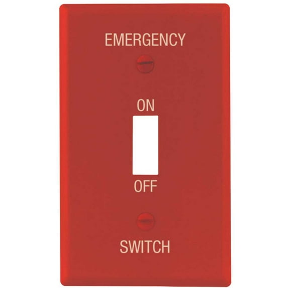 Titan3 Technology TPMSSR-T Red Smooth 1-Gang Emergency Toggle Standard Metal Wall Plate