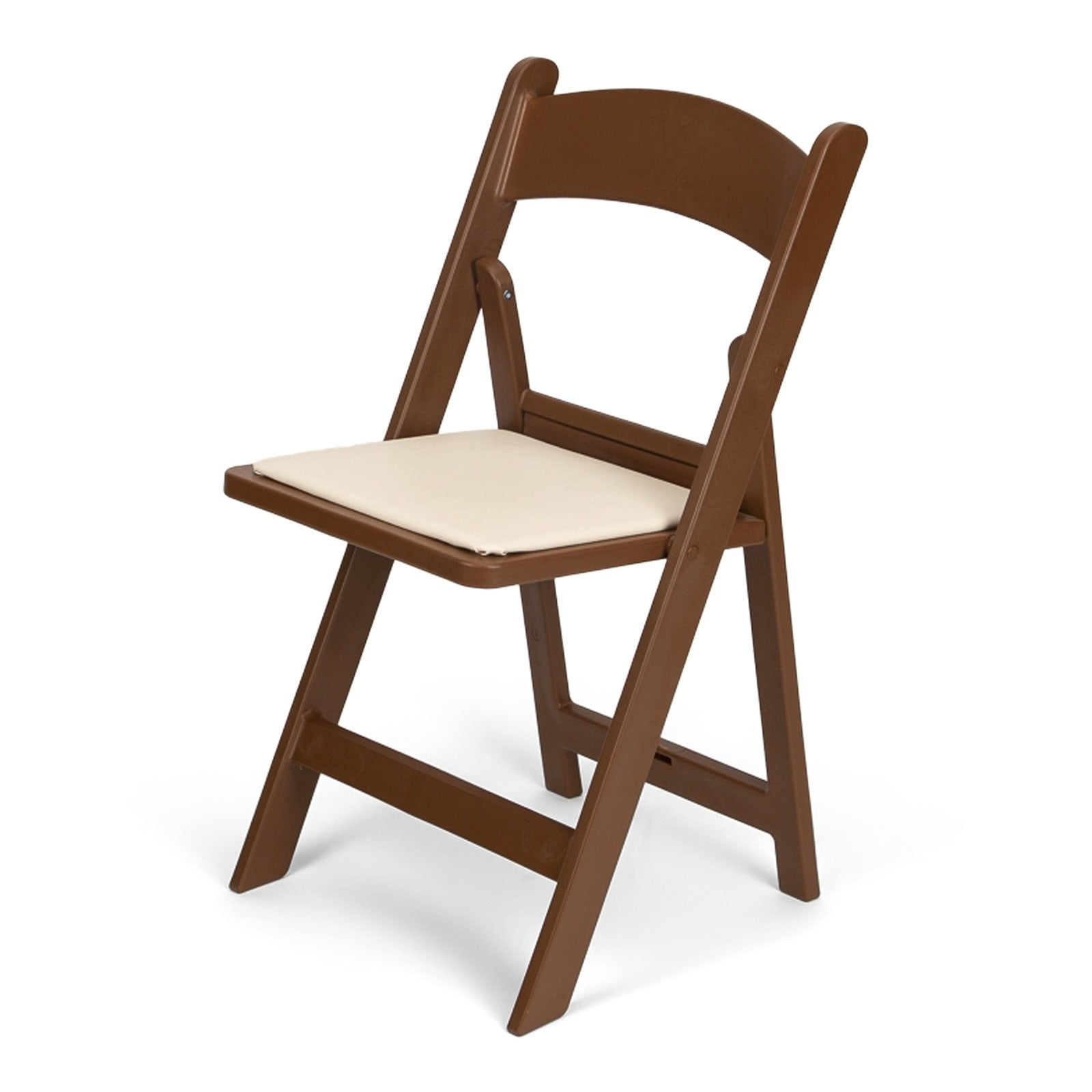 TitanPRO Brown Resin Folding Chair with Ivory Pad - 4 Pack