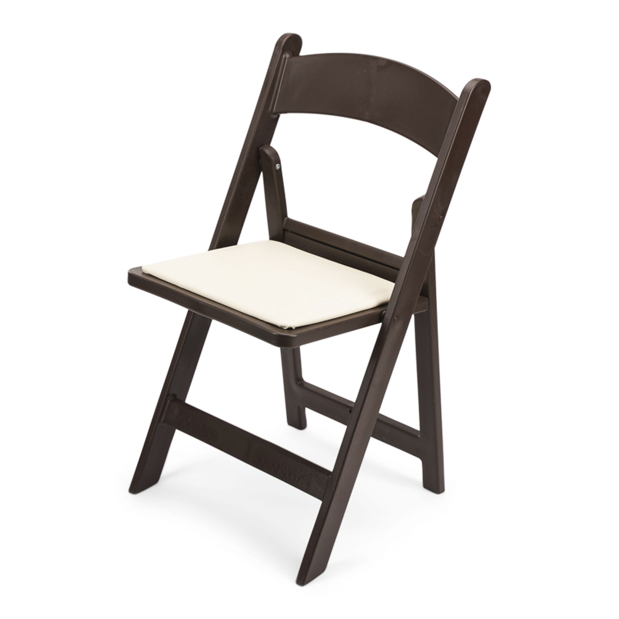 TitanPRO Dark Brown Resin Folding Chair with Ivory Pad - 4 Pack