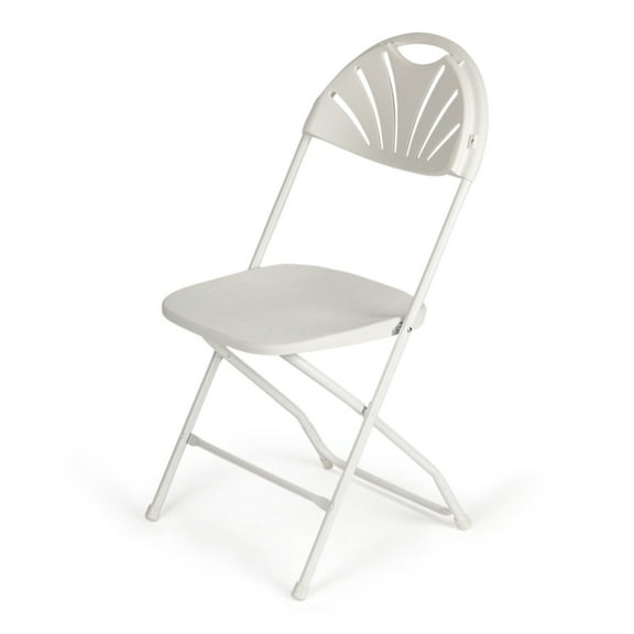 TitanPRO Fanback Plastic Folding Chair - White - 10 Pack