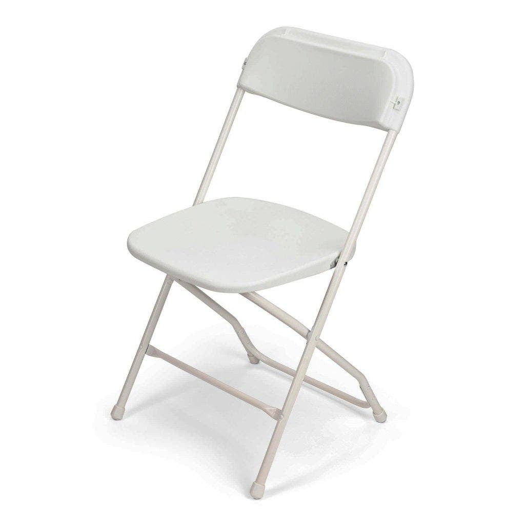 TitanPRO™ Plastic Folding Chair with Drain Holes - White