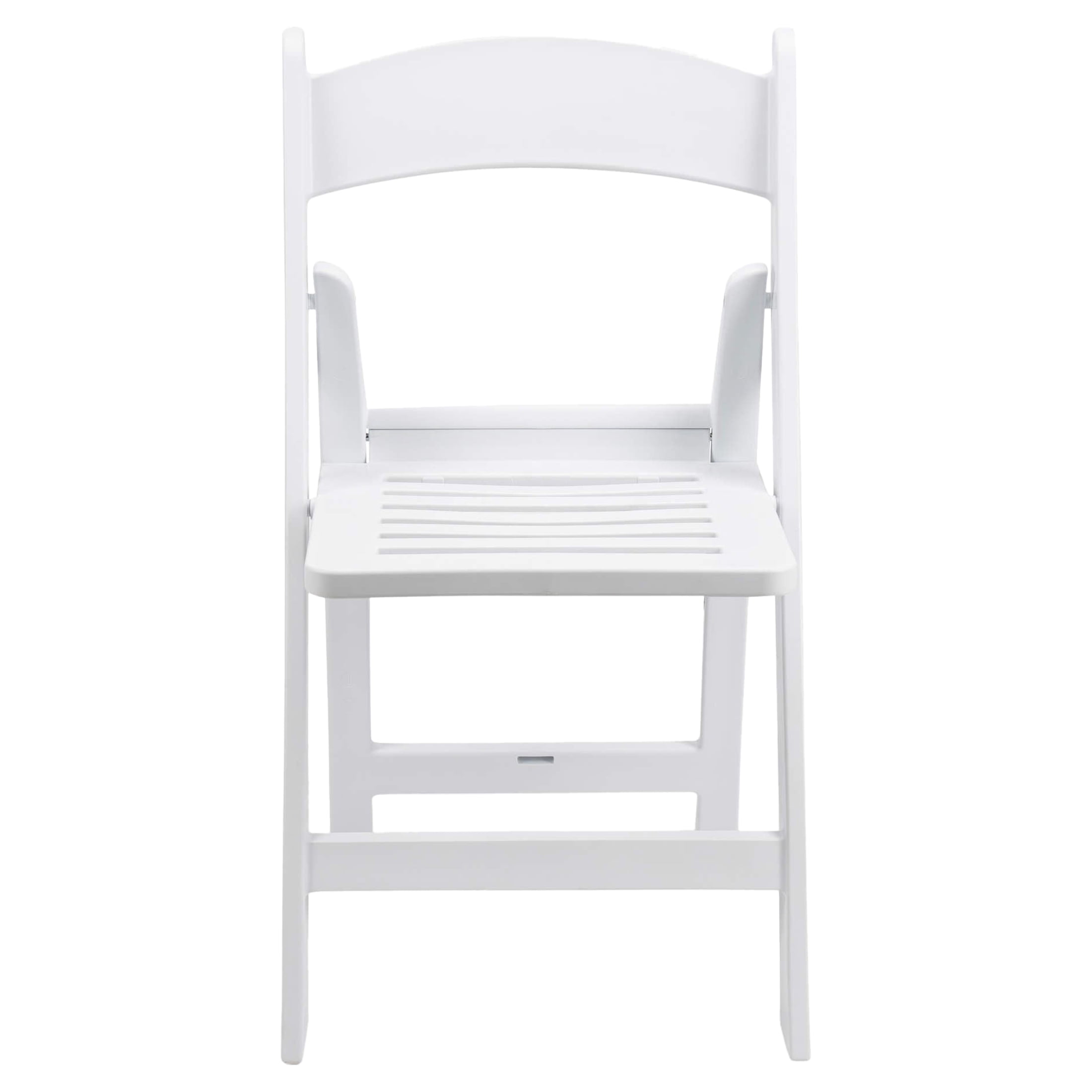 TitanPRO White Resin Folding Chairs with Slatted Seats, 4 Pack