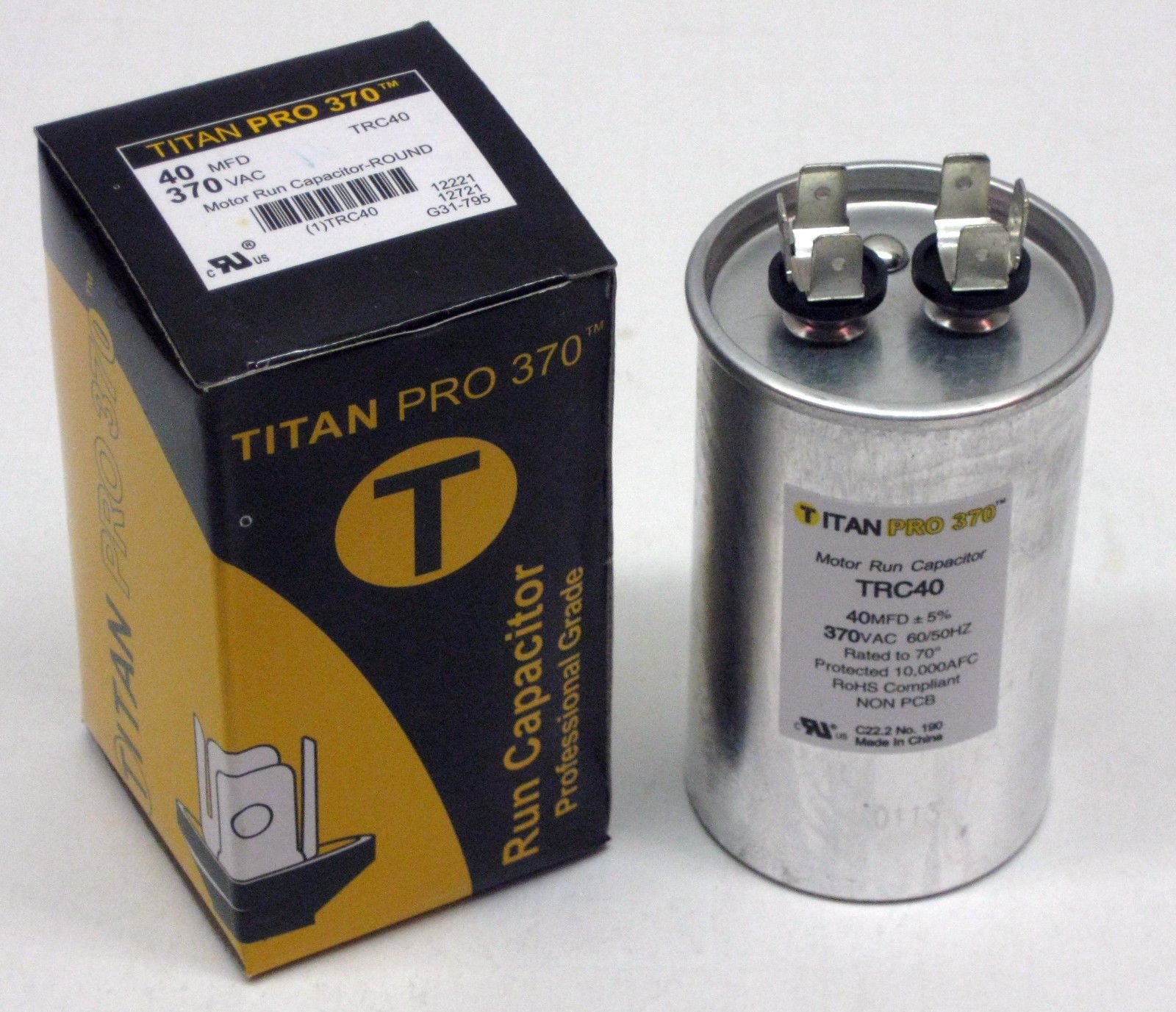 TitanPro TRC35 HVAC Round Motor Run Capacitor. 35 MFD/UF 370 Volts...