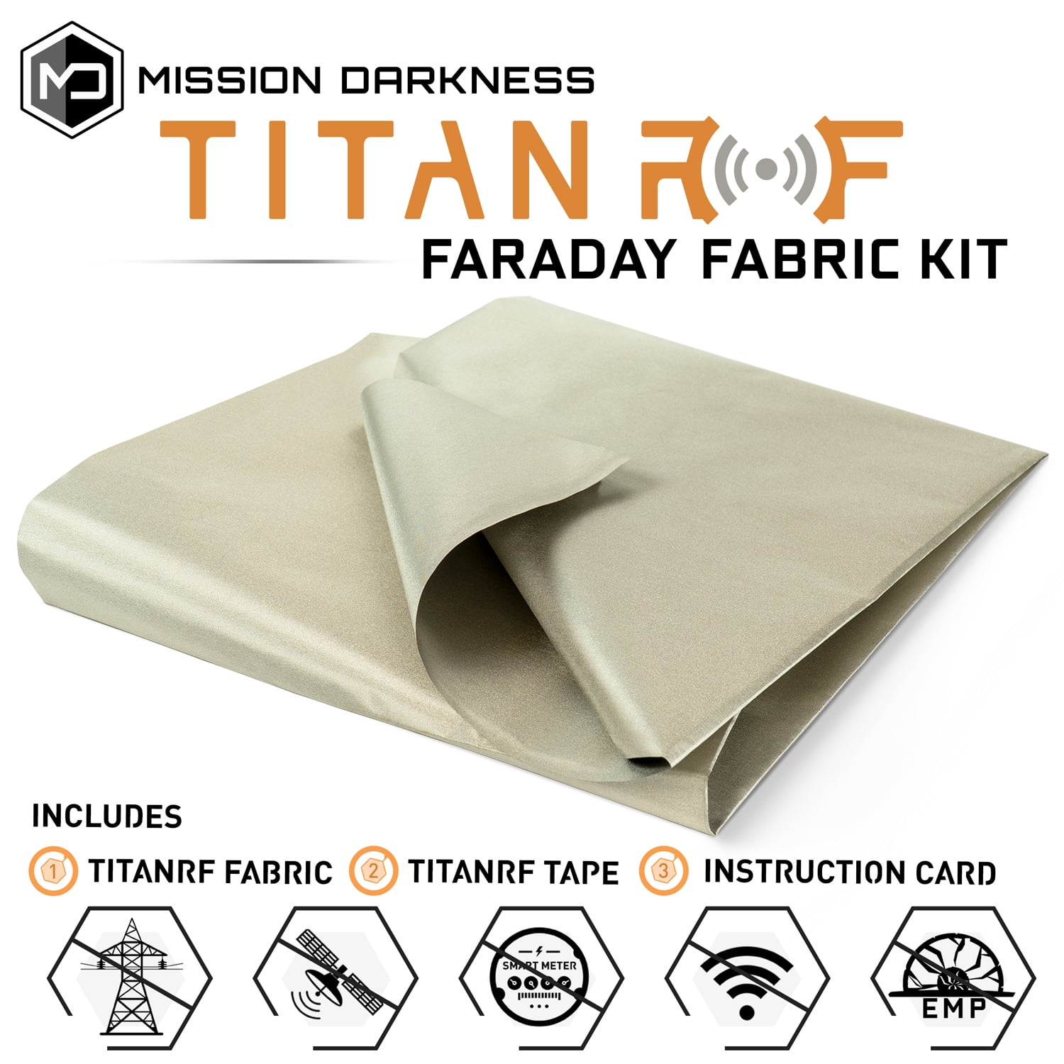 TitanRF Faraday Fabric Kit Includes 44W x 36L Fabric + 36L Tape + Usage  Instructions. Military Grade Conductive Material Shields RF Signals (WiFi