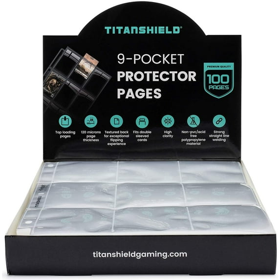 TitanShield Premium 9-Pocket 9 Pocket 100 Pages of Card Sleeves for Trading Card Binder, Baseball Card Binder, Pokemon Card Sleeves and Baseball Card Sleeves