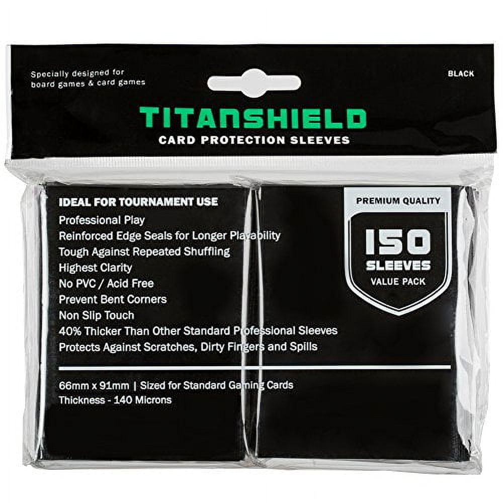 TitanShield (150 Sleeves/Black Standard Size Board Game Trading Card  Sleeves Deck Protector for Baseball, Dropmix 