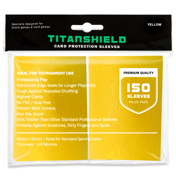 TitanShield (150 Sleeves /Yellow) Standard Size Board Game Trading Card Sleeves Deck Protector for MTG, Dropmix