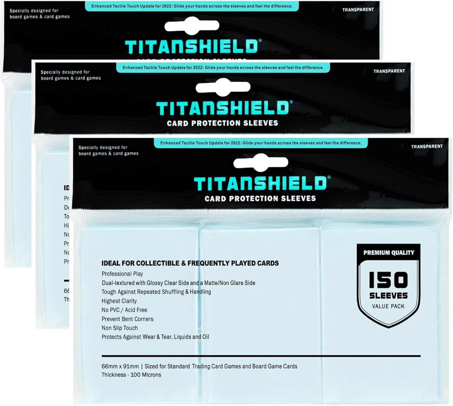 TitanShield [3-Pack 450 Sleeves Bundle] Premium Clear Card Sleeves  Compatible with Standard Sized Board Games, MTG Magic The Gathering,  Pokemon, Lorcana and Trading Cards 2.5" x 3.5" 66x91mm - Walmart.com