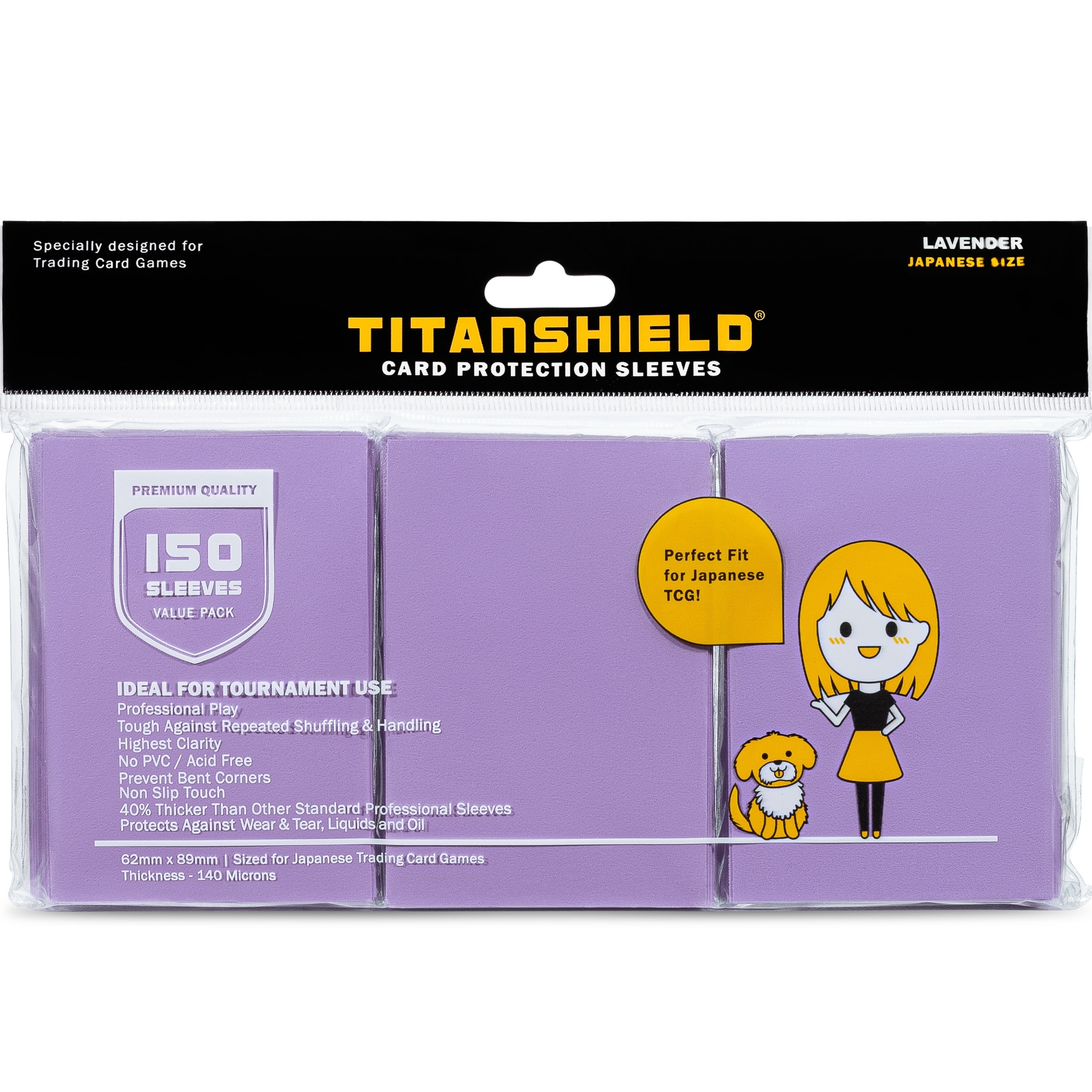 TitanShield Premium Lavender 150 Sleeves Japanese Size Card Sleeves Deck  Protector Compatible with Yu-Gi-Oh, Cardfight!! Vanguard & Photocards