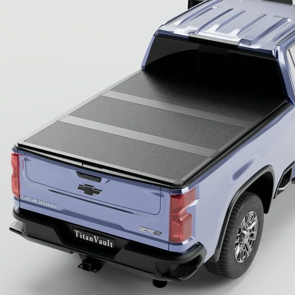 TitanVault FPR Hard Tri Fold Truck Bed Cover Fits for 2017-2025 Nissan Titan XD 6.7ft (78.7") Bed Heavy-Duty Lock Hard Folding Drill-Free Tonneau Cover Waterproof Fiberglass Design & Anti-Theft Secur