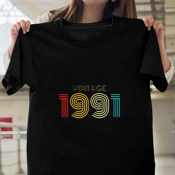 TitanX100 Vintage Retro Born In 1991 Graphic 1, Classic Birth Year Birthday Gift Style T-Shirt, for Unisex, up to size 5XL.