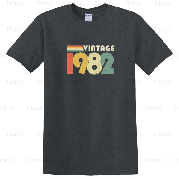 TitanX100 Vintage Style Born In 1982 Graphic, Retro Birth Year Birthday Gift Design T-Shirt, for Unisex, up to size 5XL.