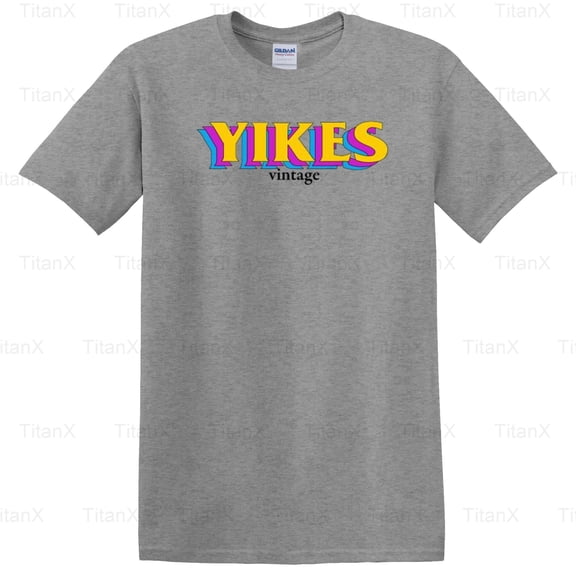 TitanX100 Yikes Vintage Text Graphic Design, Retro Inspired Exclamation Humor Style T-Shirt, for Unisex, up to size 5XL.