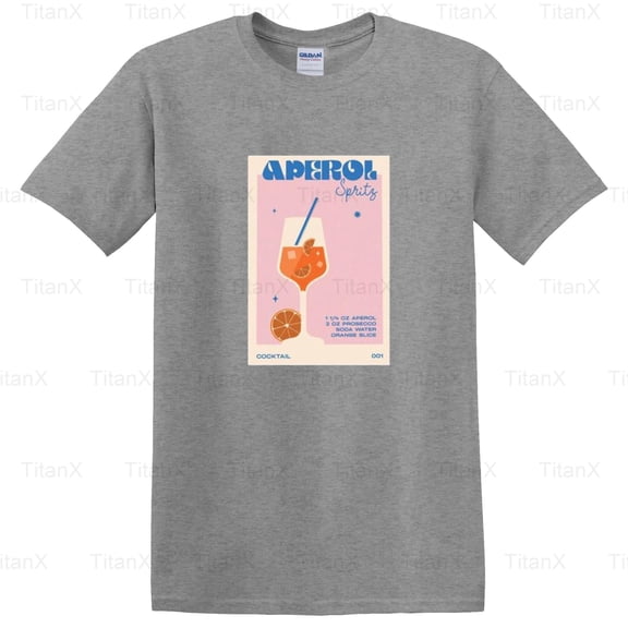 TitanX91 Aperol Spritz Retro Cocktail Graphic, Vintage Italian Drink Inspired Design T-Shirt, for Unisex, up to size 5XL.