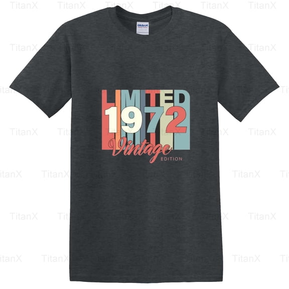 TitanX91 Awesome Vintage Born In 1972 Graphic Style, Retro Birth Year Birthday Gift T-Shirt, for Unisex, up to size 5XL.