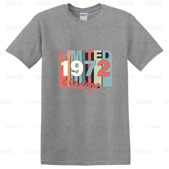 TitanX91 Awesome Vintage Born In 1972 Graphic Style, Retro Birth Year Birthday Gift T-Shirt, for Unisex, up to size 5XL.