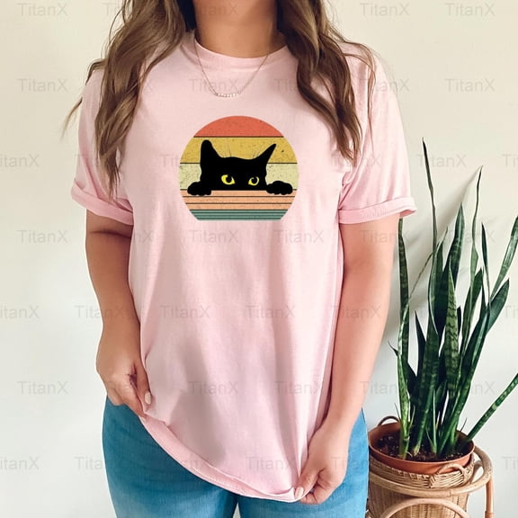 TitanX92 Classic Cat Tee Retro Style Graphic Design, Vintage Feline Lover Inspired Art T-Shirt, for Unisex, up to size 5XL.
