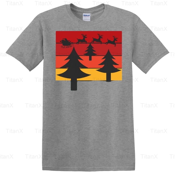 TitanX93 Classic Vintage Christmas Scene Graphic, Retro Holiday Festive Season Design T-Shirt, for Unisex, up to size 5XL.