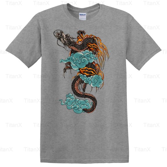 TitanX93 Classic Vintage Dragon Art Graphic, Retro Mythical Fantasy Creature Design T-Shirt, for Unisex, up to size 5XL.