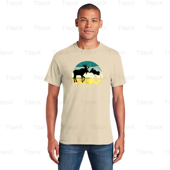 TitanX93 Classic Vintage Moose Graphic Design, Retro Wildlife Animal Nature Inspired T-Shirt, for Unisex, up to size 5XL.