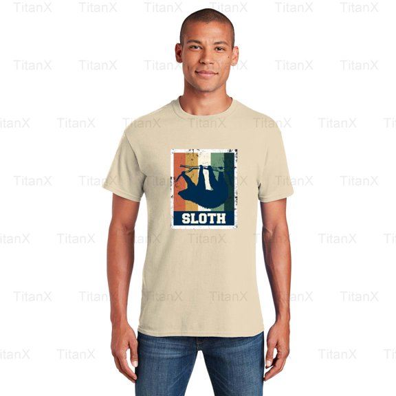 TitanX93 Classic Vintage Sloth Graphic Design Style Animal Art Look Retro, Slow Creature T-Shirt, for Unisex, up to size 5XL.