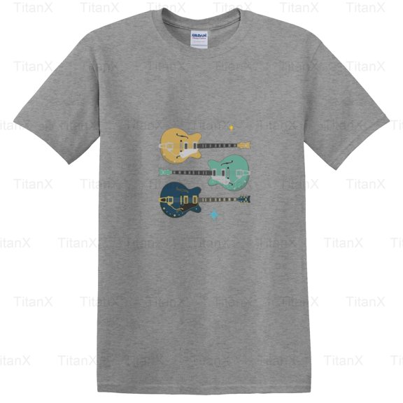 TitanX93 Collection Of Vintage Guitars Graphic, Retro Music Instrument Lover Inspired T-Shirt, for Unisex, up to size 5XL.