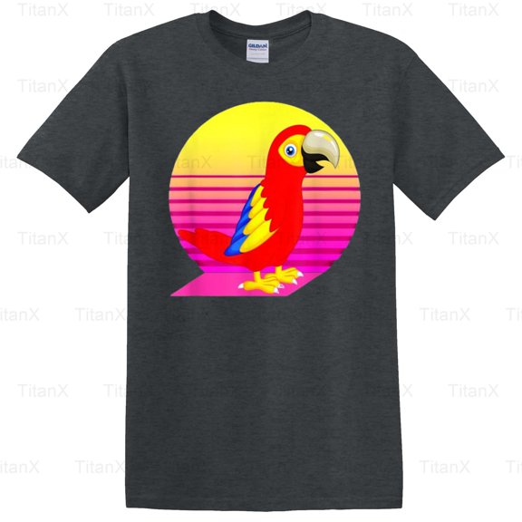 TitanX93 Colorful Retro Parrot Bird Graphic Design, Vintage Tropical Inspired Style Art T-Shirt, for Unisex, up to size 5XL.