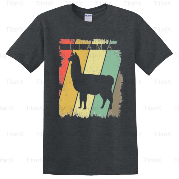 TitanX93 Cute Llama Vintage Style Graphic Design, Retro South American Animal Inspired T-Shirt, for Unisex, up to size 5XL.