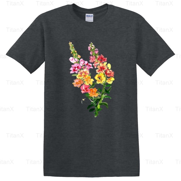 TitanX94 Delicate Vintage Snapdragons Floral Design, Retro Botanical Plant Inspired Art T-Shirt, for Unisex, up to size 5XL.