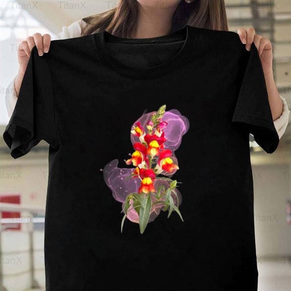 TitanX94 Elegant Vintage Snapdragon Flower Art, Retro Botanical Plant Graphic Design T-Shirt, for Unisex, up to size 5XL.