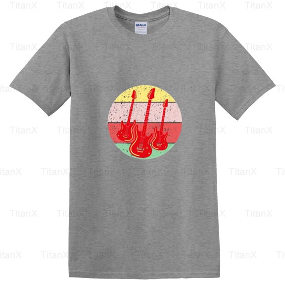 TitanX94 Funny Guitar Vintage Music Graphic Design, Retro Instrument Player Humor Style T-Shirt, for Unisex, up to size 5XL.