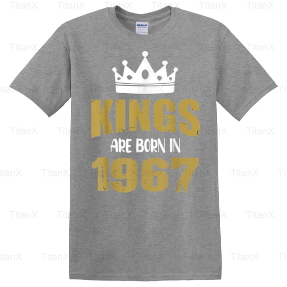 TitanX95 Kings Are Born In 1967 Vintage Birthday Style Graphic Art, Retro Milestone Year T-Shirt, for Unisex, up to size 5XL.