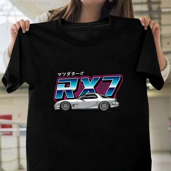 TitanX95 Mazda RX-7 FD Retro Style Graphic White, Vintage Japanese Sports Car Design T-Shirt, for Unisex, up to size 5XL.