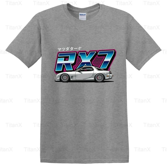 TitanX95 Mazda RX-7 FD Retro Style Graphic White, Vintage Japanese Sports Car Design T-Shirt, for Unisex, up to size 5XL.