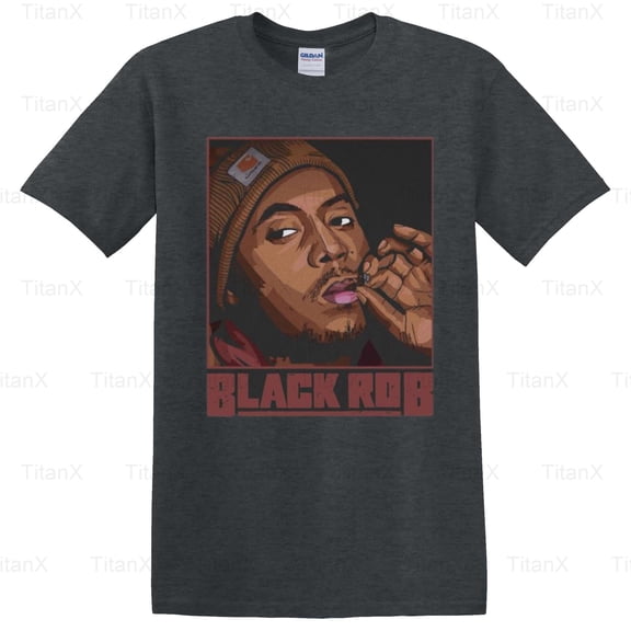 TitanX96 Retro Black Rob Vintage Style Graphic, Hip Hop Artist Inspired Fan Design T-Shirt, for Unisex, up to size 5XL.