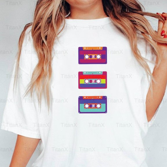 TitanX96 Retro Cassette Tape Mixtape Graphic, Vintage 80s 90s Audio Music Nostalgia T-Shirt, for Unisex, up to size 5XL.