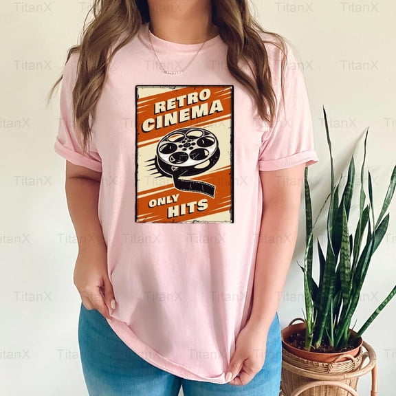 TitanX96 Retro Cinema Vintage Classic Style Graphic, Movie Theater Film Buff Inspired T-Shirt, for Unisex, up to size 5XL.