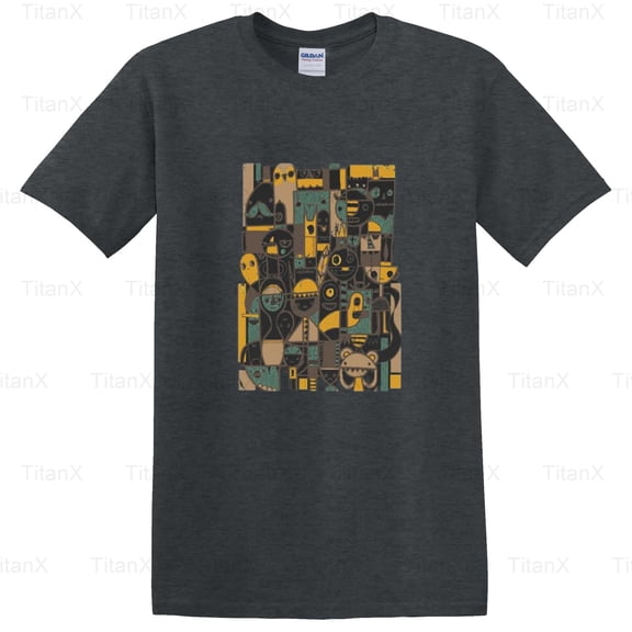 TitanX97 Retro People Silhouettes Graphic Design, Vintage Inspired Crowd Community Art T-Shirt, for Unisex, up to size 5XL.
