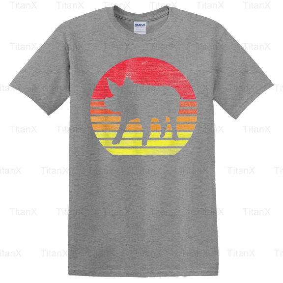 TitanX97 Retro Pig Silhouette Graphic Design Style, Vintage Farm Animal Inspired Art T-Shirt, for Unisex, up to size 5XL.