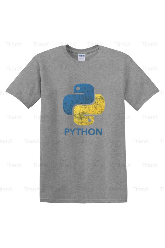Retro Python Programmer Code Graphic Design Style Art Look, Vintage Inspired T-Shirt, for Unisex, up to size 5XL.