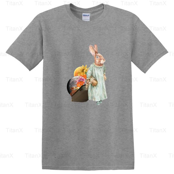 TitanX97 Retro Rabbit With Moon Graphic Design, Vintage Animal Celestial Night Scene T-Shirt, for Unisex, up to size 5XL.