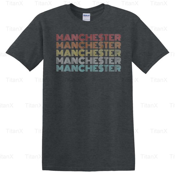 TitanX97 Retro Vintage Manchester UK City Graphic Design Style, England Souvenir Inspired T-Shirt, for Unisex, up to size 5XL.