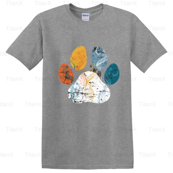 TitanX97 Simple Paw Print Vintage Graphic Design, Retro Animal Footprint Inspired T-Shirt, for Unisex, up to size 5XL.
