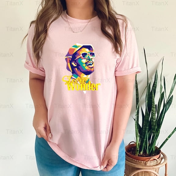 TitanX98 Stylish Retro Stevie Wonder Music Legend Graphic Art Look, Vintage Soul Inspired T-Shirt, for Unisex, up to size 5XL.